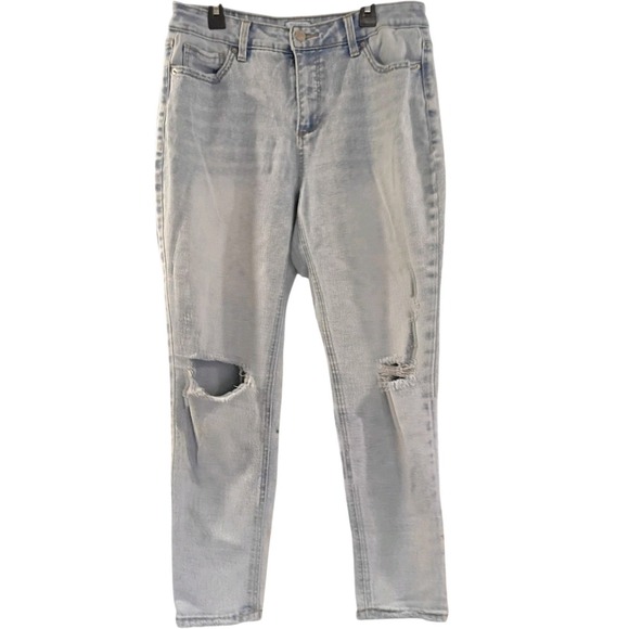 Time and Tru Denim - Time And Tru Women Size 10 Soft Stretch Comfy Distressed Blue Jeans Mid Rise Zip